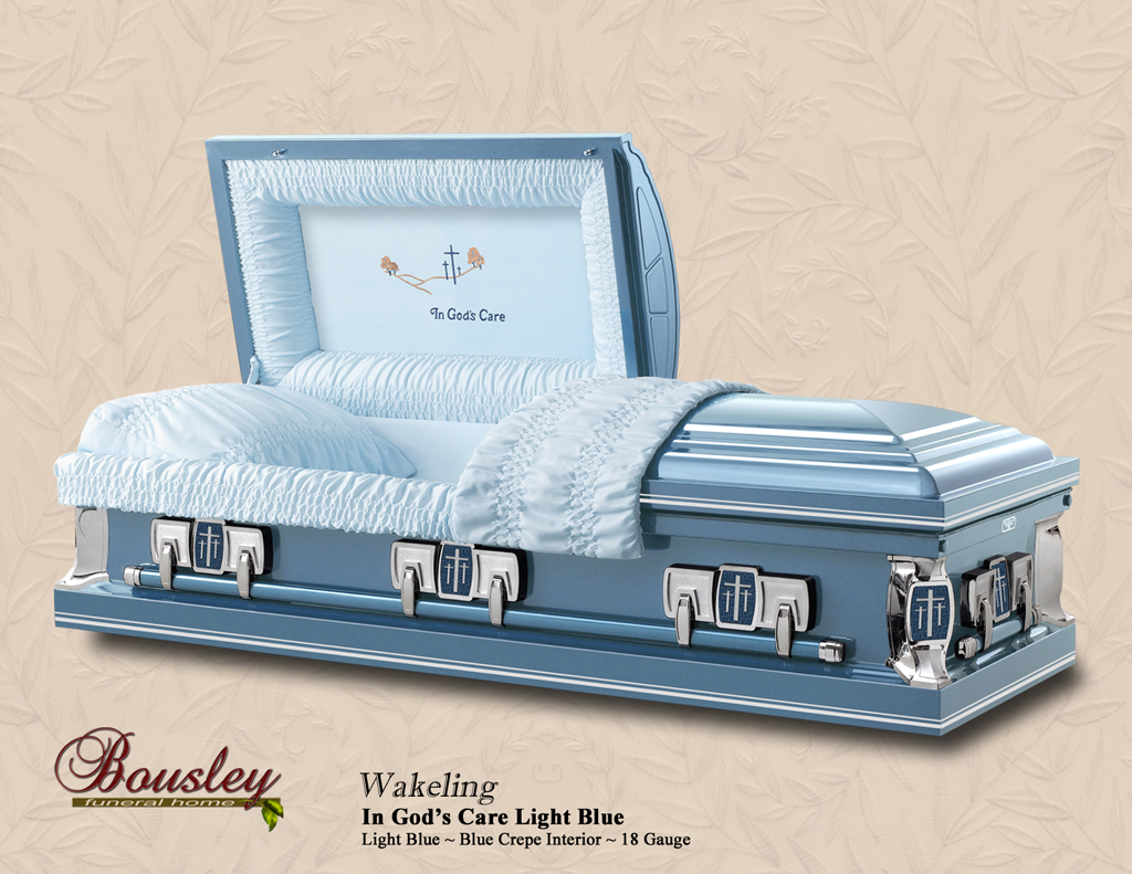 Wakeling In Gods Care Light Blue Pinstripe